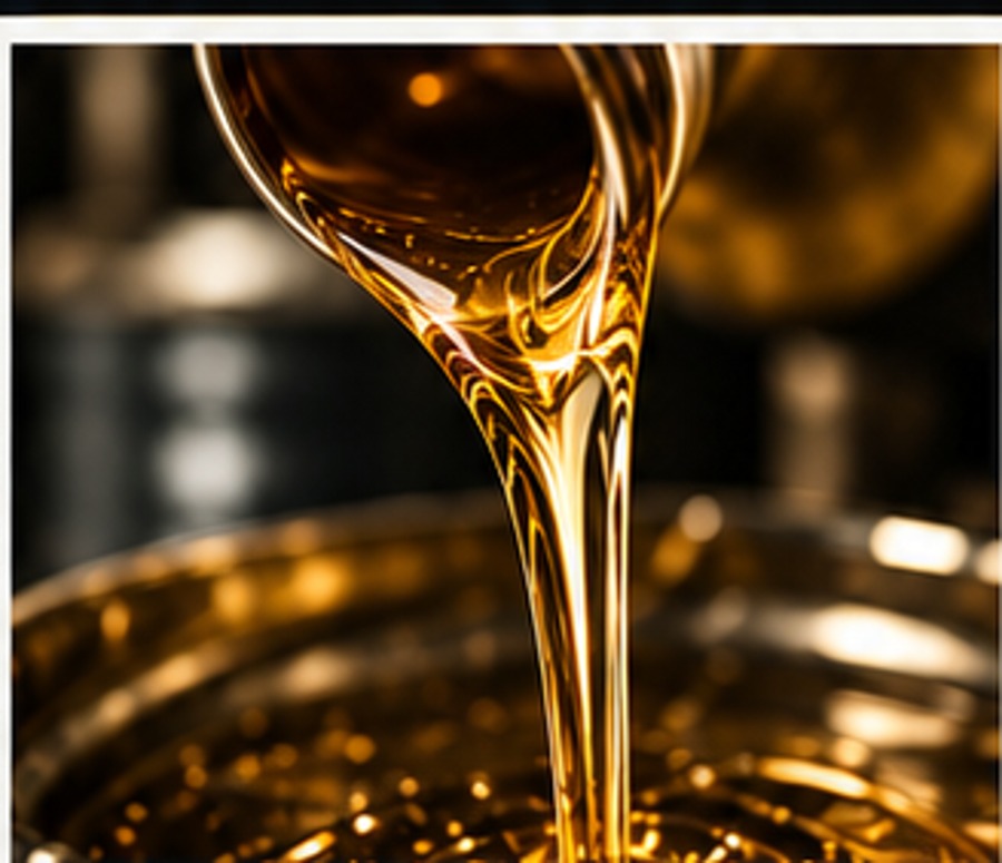 Golden lubricant flowing into machinery